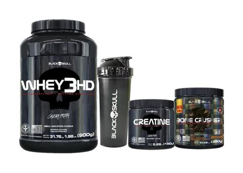 Kit Whey 3hd Pote Creatina Pura 150g Bone Crusher 300g