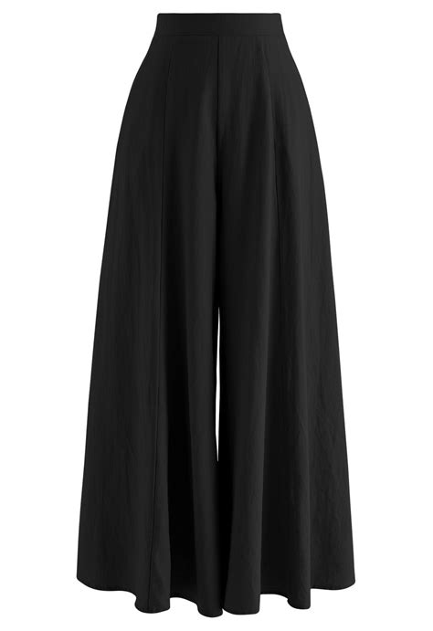 Soft Cotton Wide Leg Crop Pants In Black Retro Indie And Unique Fashion