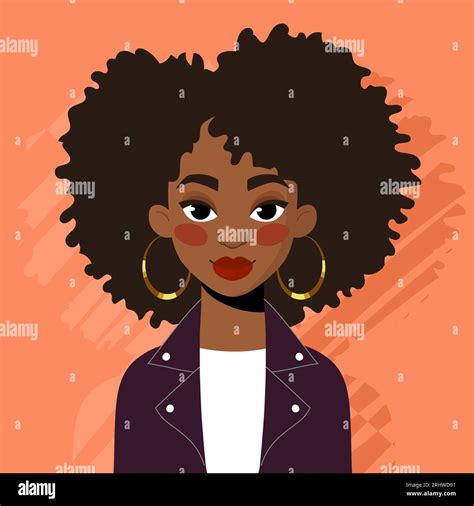 Beautiful Black Girl In A Leather Jacket Vector Flat Design Stock Vector Image And Art Alamy