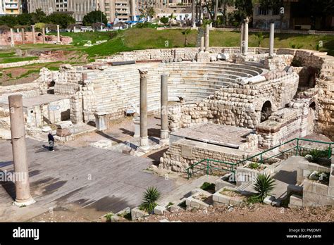 Ruins Of An Ancient Roman Amphitheater In The Center Of Alexandria City