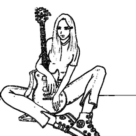 Coloriage Guitariste 98072 Métiers et Professions Dessin à