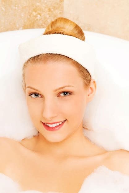 Premium Photo Close Up Portrait Of Young Woman Taking Bubble Bath In