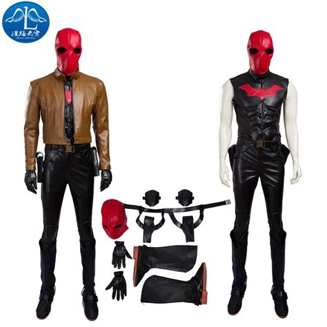 Manluyunxiao Batman Red Hood Cosplay Costume Adult Halloween Costume For Men Superhero Red Hood