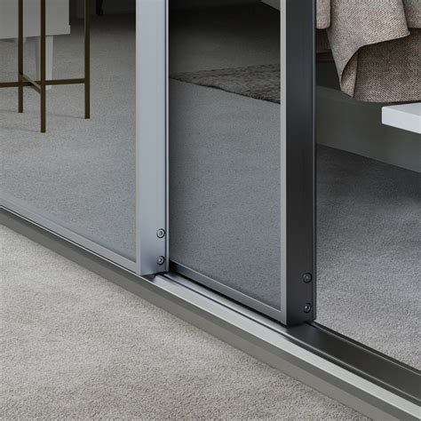 Spacepro Minimalist 3 Door Sliding Wardrobe Kit Silver Framed Silver Mirror Doors 2246 X 2260mm