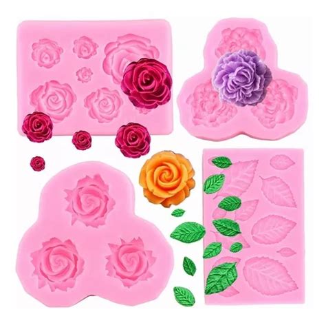 Molde De Silicona Rosas Flores Deja Peon A Fondant Pasta Meses Sin