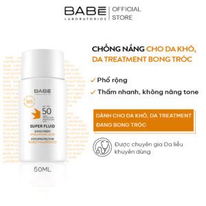 Kem chống nắng BABE Super Fluid Sunscreen Hyaluronic Acid SPF dưỡng ẩm cho da H ml