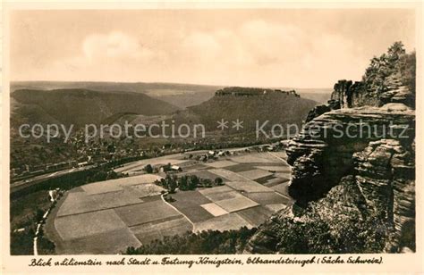 Ak Ansichtskarte Koenigstein Saechsische Schweiz Panorama Blick Vom