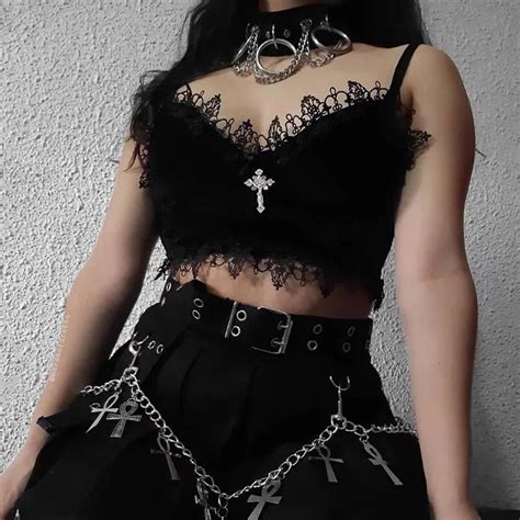 Goth Lace Velvet Crop Top Black Trim Alternative Aesthetic Etsy In