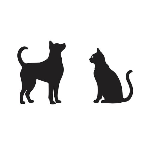 Colección Vectorial De Conjuntos De Siluetas De Perros Y Gatos Vector