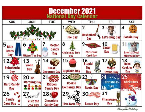 December National Day Calendar 2021 Free Printable Calendars
