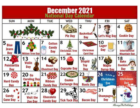 December National Day Calendar 2021 - Free Printable Calendars