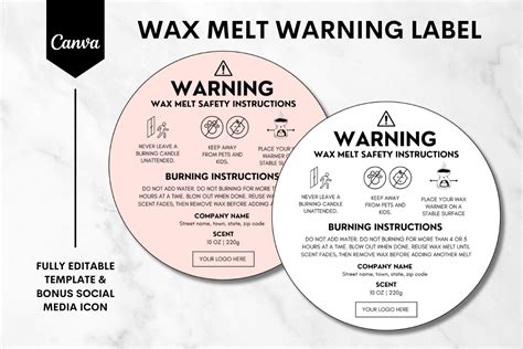 Custom Wax Melt Warning Label Template Graphic By Sundiva Design