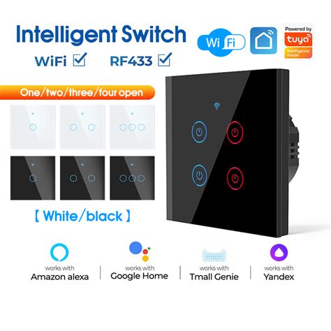 Tuya Wifi Touch Smart Switch Light Without No Neutral Wire Glass Wall