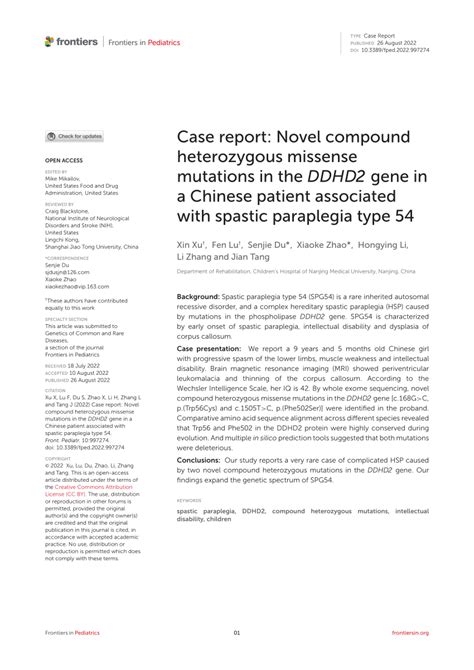 PDF Case Report Novel Compound Heterozygous Missense Mutations In