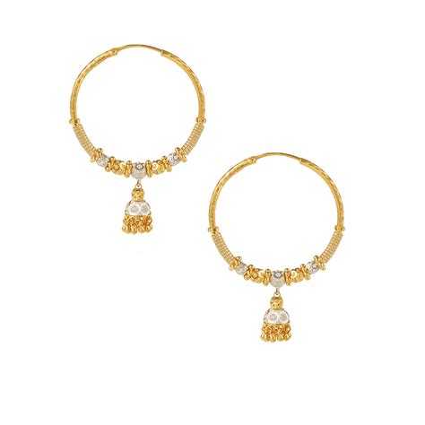 22ct Gold Bali Earring With Rhodium Finish PureJewels Uk