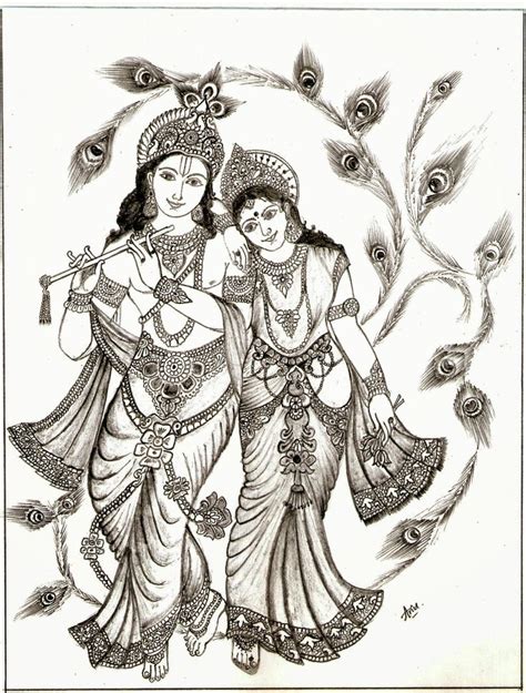 Radha Krishna Drawing Pencil Sketch Colorful Realistic Art Images