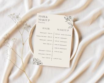 Mountain Wedding Hair Makeup Timeline Template Etsy