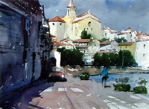 Tim Wilmot Watercolours: Santa Maria Church, Cadeques