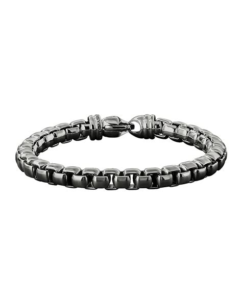 David Yurman Men S Curb Chain Bracelet With Pavé Diamonds In Silver 11 5mm Size L Neiman Marcus