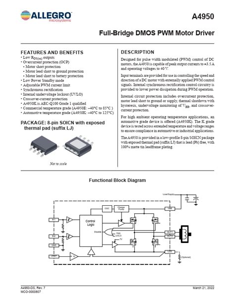 A4950 Allegro MicroSystems Driver Hoja de datos Ficha técnica