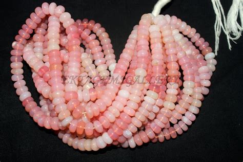 Buy Pink Shaded Opal Gemstone Smooth Rondelle Beads For Jewelry Making