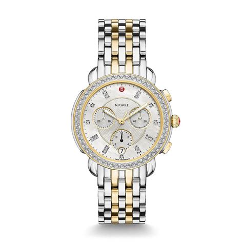 Michele Womens Sidney Two Tone Diamond Watch 38mm Womens Watches