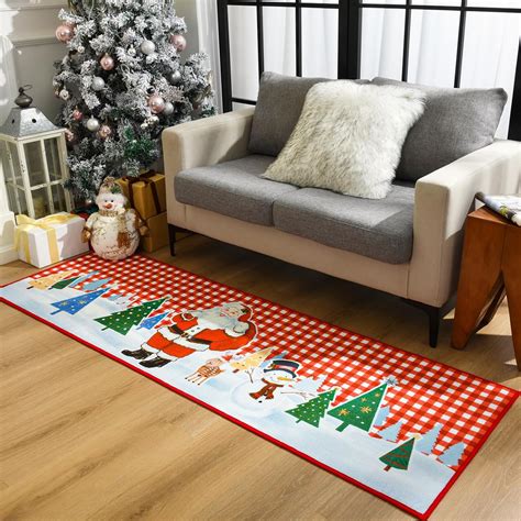 Amazon Deerhoo Christmas Runner Rug Washable Plaid Christmas