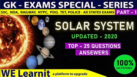 SOLAR SYSTEM AND PLANETS GK QUIZ MCQ SUN MERCURY MARS EARTH