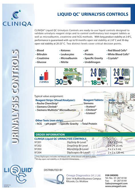 Pdf Urinalysis Controls Omegairl Urinalysis Controls Liquid