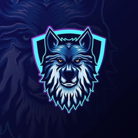 Logotipo Del Equipo De La Mascota Del Lobo De Esports Vector Premium