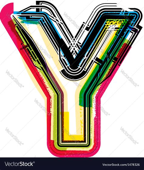 Colorful Grunge Font Letter Y Royalty Free Vector Image