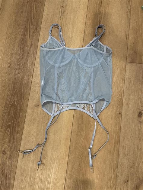 Baby Blue Lace Lingerie Top With Sock Clasps And Depop