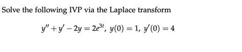 Solved Solve The Following Ivp Via The Laplace Transform Chegg