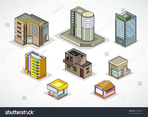 아이소메트릭 건물의 픽셀 아트 벡터 그림 스톡 벡터로열티 프리 73928716 Shutterstock