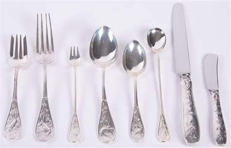 Lot Tiffany And Co Sterling Silver Audubon Pattern Flatware Set 192 Pcs