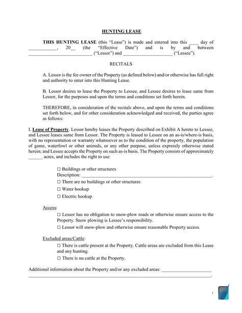 Free Hunting Lease Agreement Templates Formspal