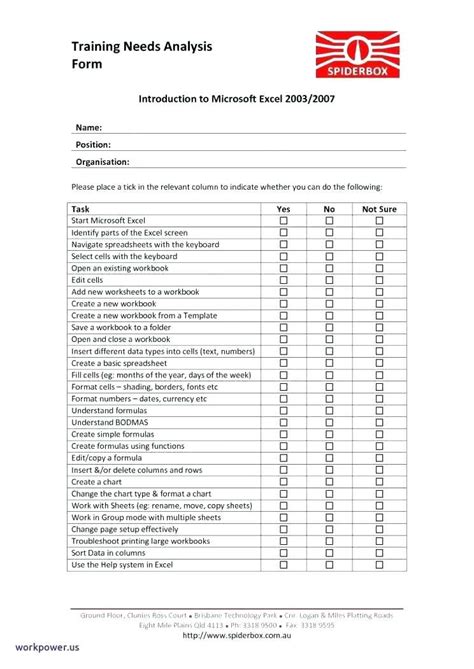 Training Needs Analysis Examples Word Power Point Pages