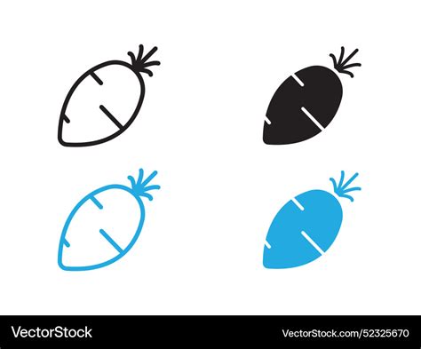 Carrot icon black and white outline sign Vector Image