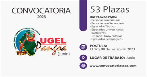 Convocatoria Ugel Pangoa Cas Plazas Administraci N