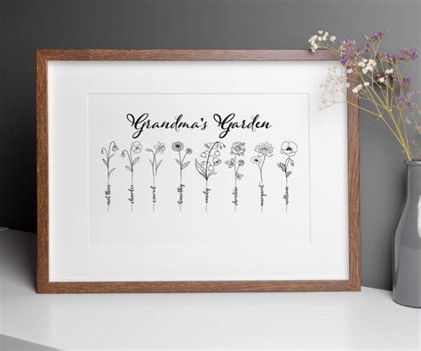 Birth Month Flower Svg Grandmas Garden Sign Mothers Day Svg Etsy