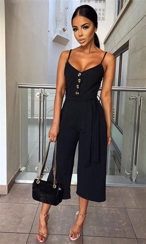 She Loves Control Sleeveless Spaghetti Strap Button V Neck Tie Belt Wide Leg Loose Cropped