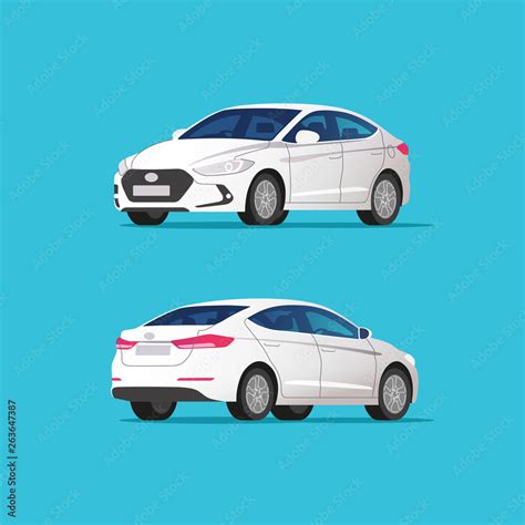 Sedan car, rear and side view. Vector illustration. Stock Vector ...