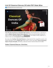 List Of Classical Dances Of India Pdf Exam Stocks Pdf List Of