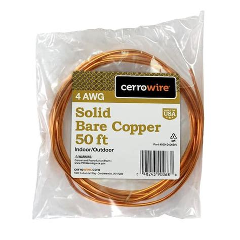 Cerrowire 50 ft. 4-Gauge Solid SD Bare Copper Grounding Wire 050-2400BR ...