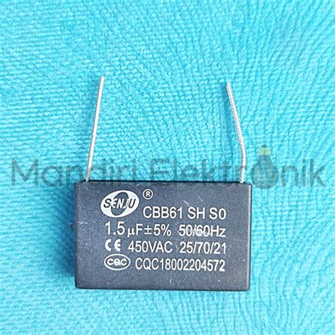 Jual Kapasitor Fan AC 1 5 Uf Kawat Solder PCB Kapasitor Kaki Kawat 1