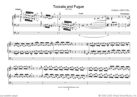 Bach Toccata And Fugue In D Minor Bwv 565 Sheet Music For Organ Solo