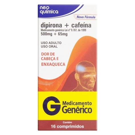 Dipirona Sódica Cafeína 500mg 65mg Caixa 16 Comprimidos Neo