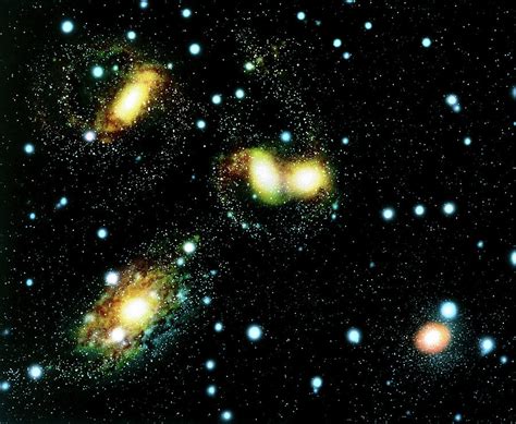 Artwork Of The Galaxies Of Stephan S Quartet Photograph By Science