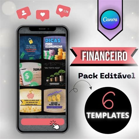 Pack Canva Finanças 6 Imagens Editáveis Elo7