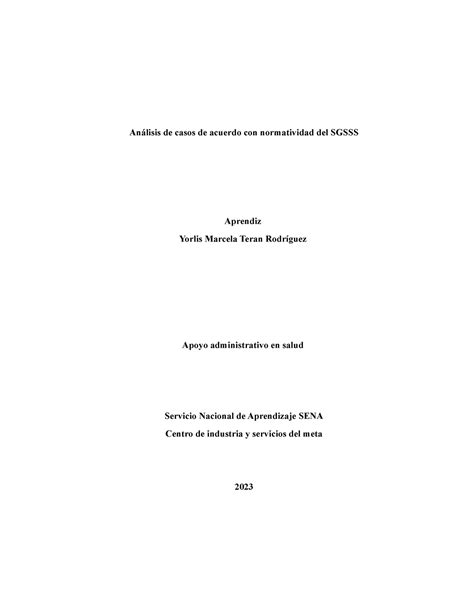 Análisis de casos de acuerdo con normatividad del Sgsss Análisis de